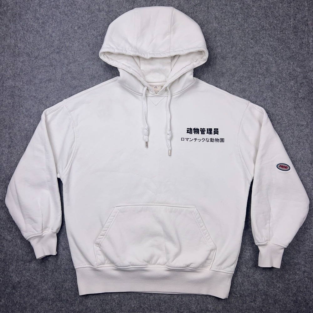 Prod Bldg Hoodie Womens XL White Japanese Chinese‎ Hooded Pullover Sweatshirt - Picture 2 of 13